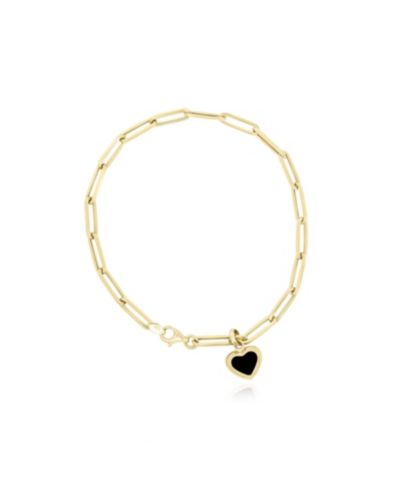 The Lovery Onyx Heart Paperclip Bracelet