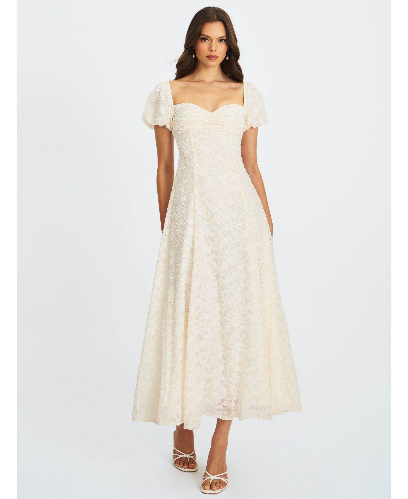 Miss Circle Women Pandora White Bubble Sleeve Backless Maxi Dress