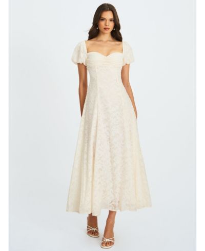 Miss Circle Women Pandora White Bubble Sleeve Backless Maxi Dress