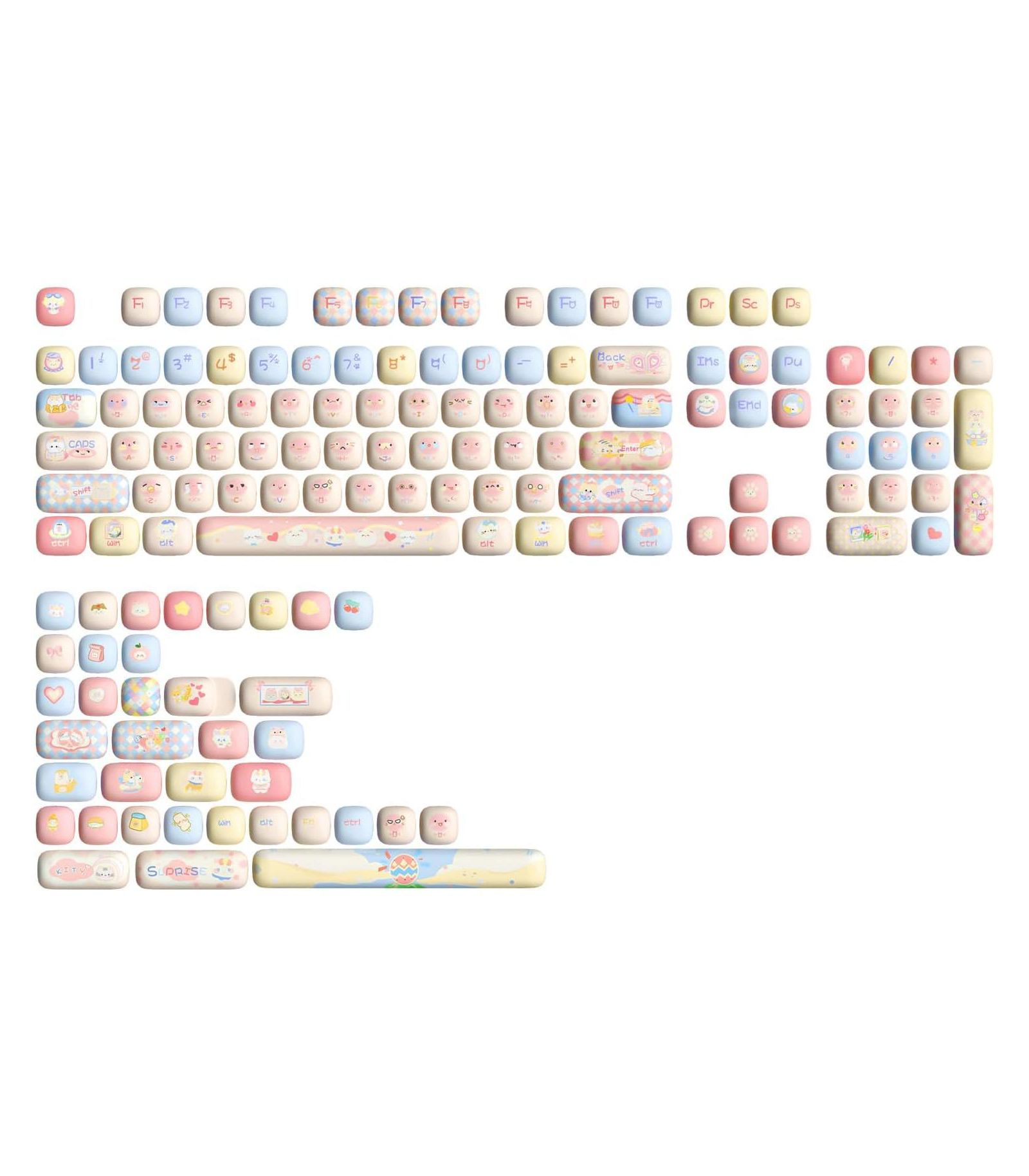 Yunzii Pink Kitten PBT Dye-Sub Mog Profile 141-Key Keycap Set [Compatible with MX Switches]