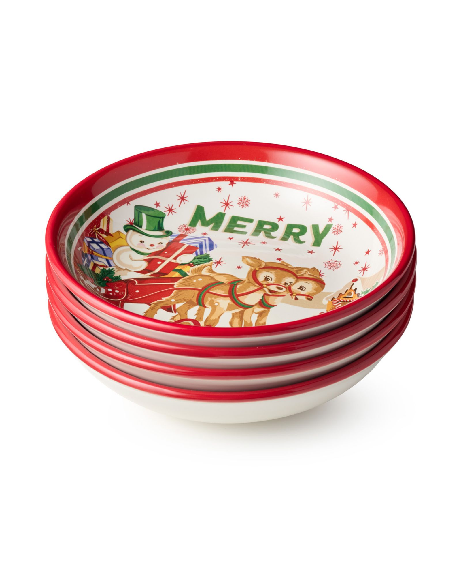 Набор из 4 мисок для супа Certified International Santa's Retro Christmas