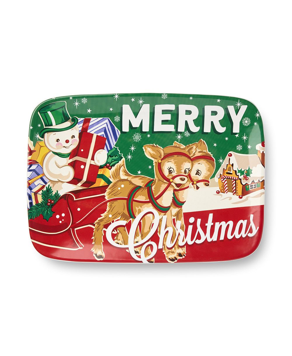 Прямоугольное блюдо Certified International Santa's Retro Christmas