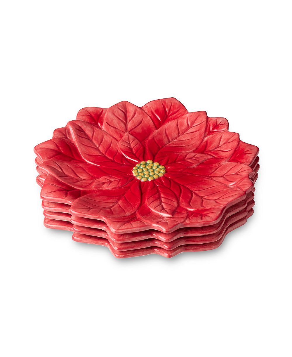 Десертные тарелки Certified International Winter Blooms Poinsettia, набор из 4 штук