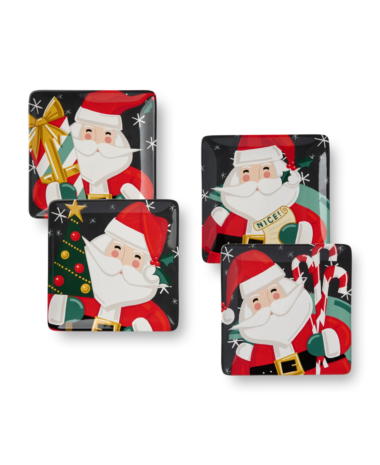 Десертные тарелки Certified International Christmas Whimsy Santa, набор из 4 шт.