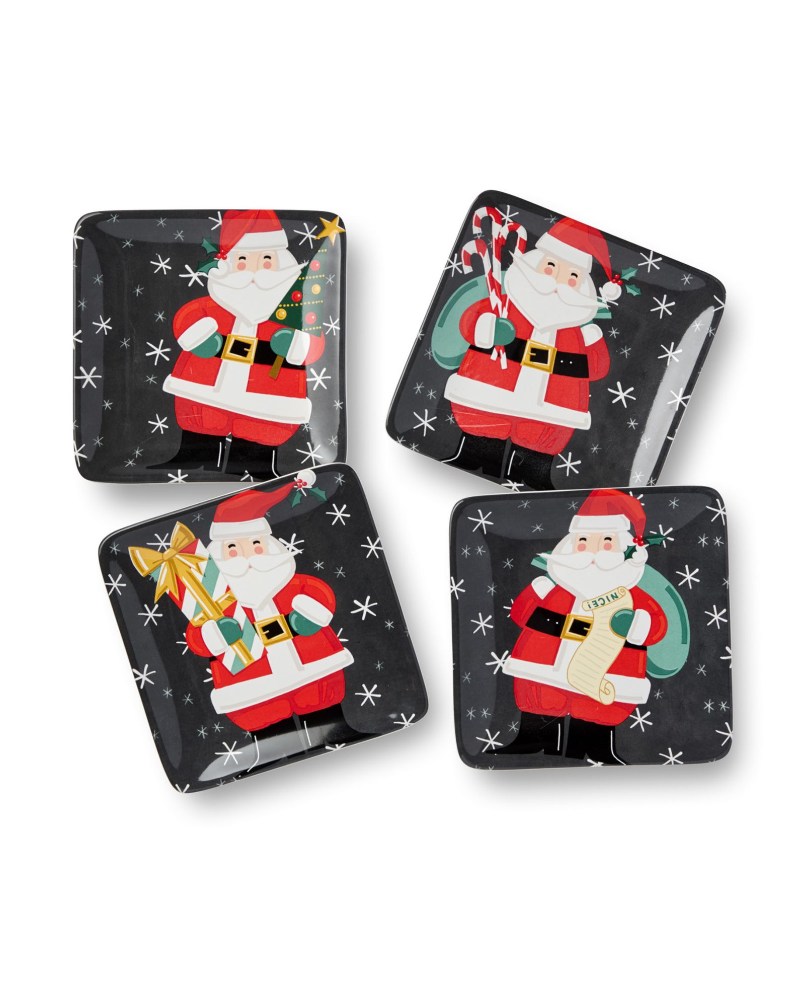 Certified International набор из 4 тарелок Santa Canape Christmas Whimsy