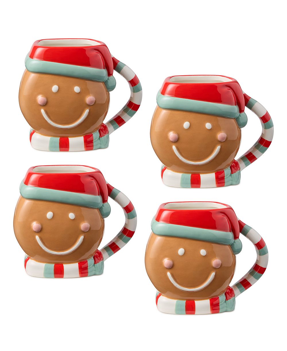 Набор из 4 десертных кружек Certified International Christmas Whimsy Gingerbread 3-D