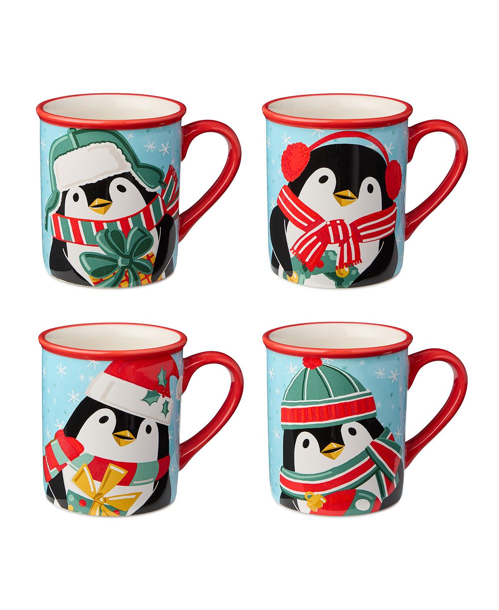 Кружки Certified International Christmas Whimsy Penguin, набор 4 шт.