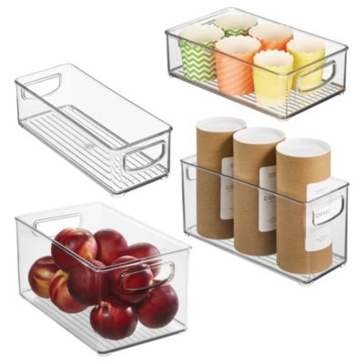 iDesign Plastic Stackable Pantry Bins with Handles, 4 Pack