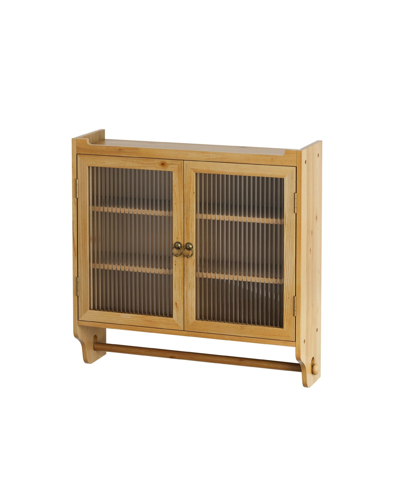 CASAINC 24.8" Vintage Wall-Mounted Bathroom Cabinet with Glass Double Doors, 3 Tiers and Towel Rack
