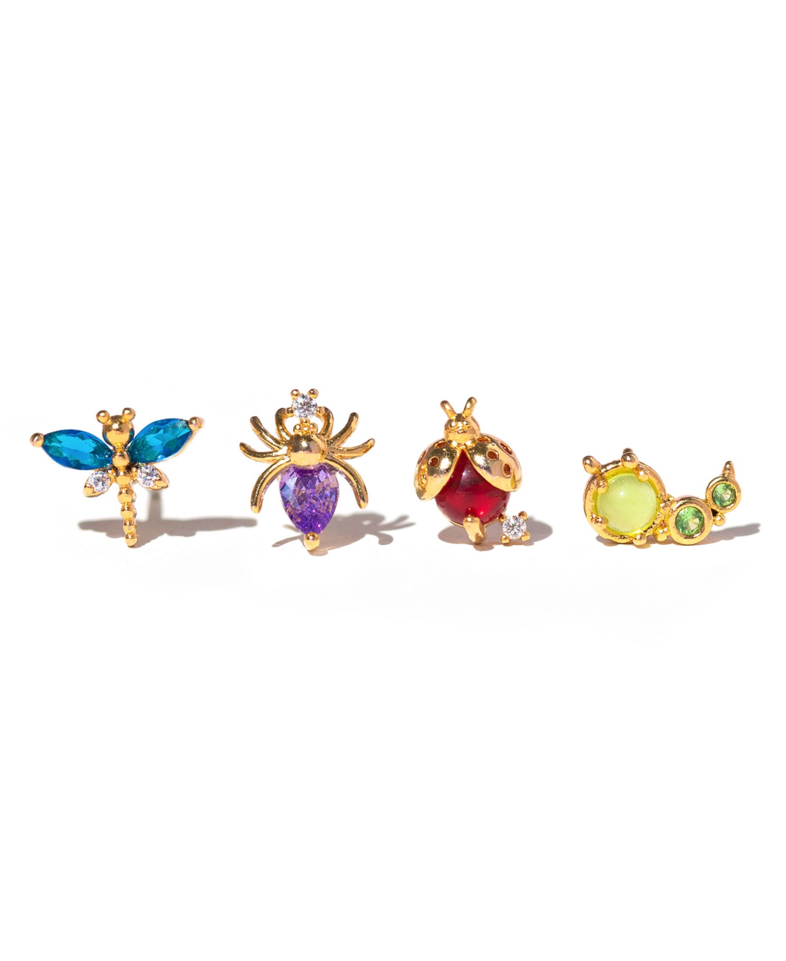 Girls Crew Crystal Multi-Color Bug Me Stud Set