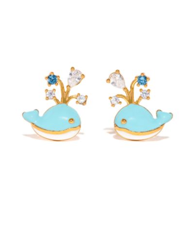 Детские серьги-гвоздики Girls Crew Crystal Enamel Whale You Be Mine