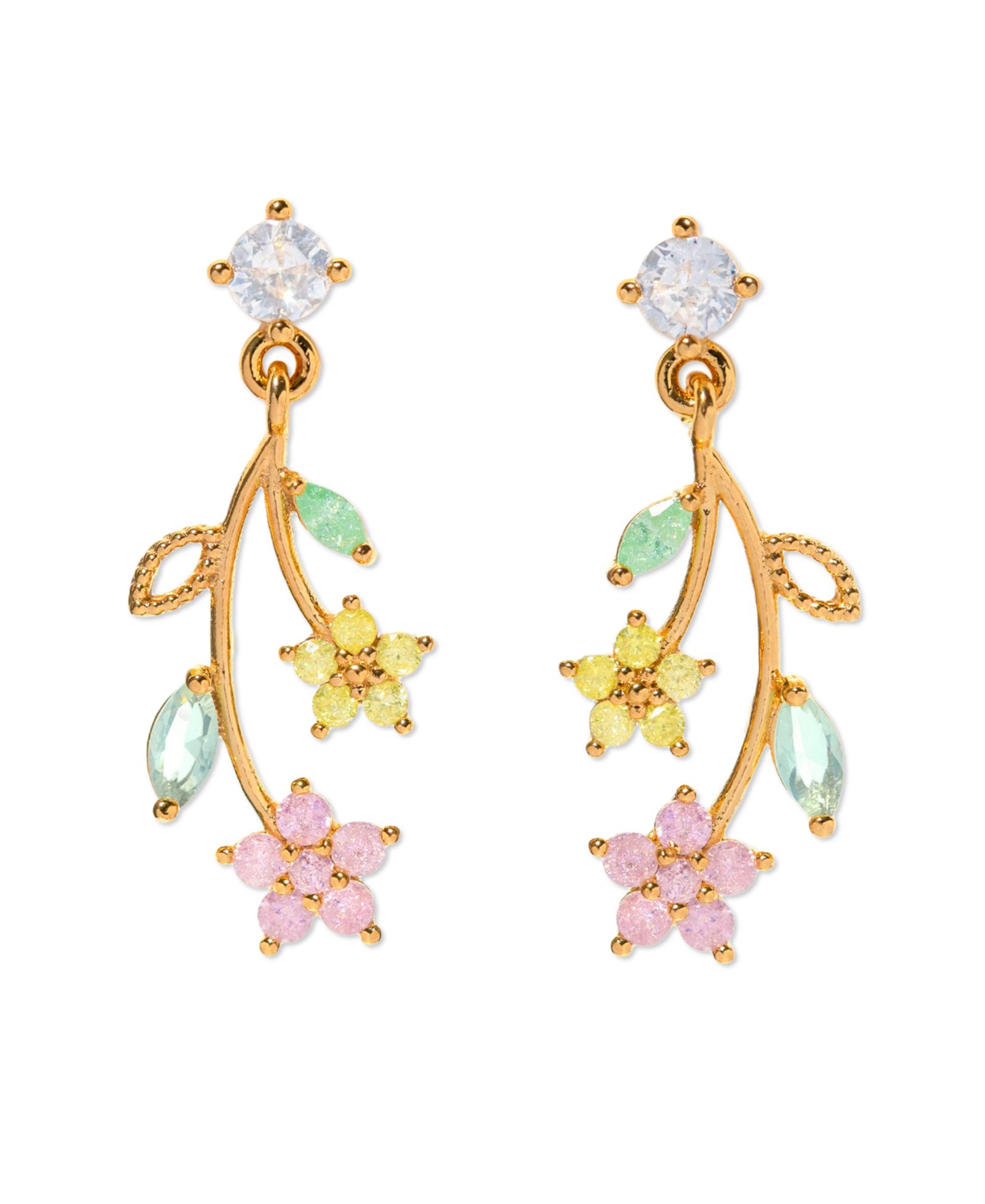 Серьги GOUUN Girls Crew Crystal Flower Stem Dangle