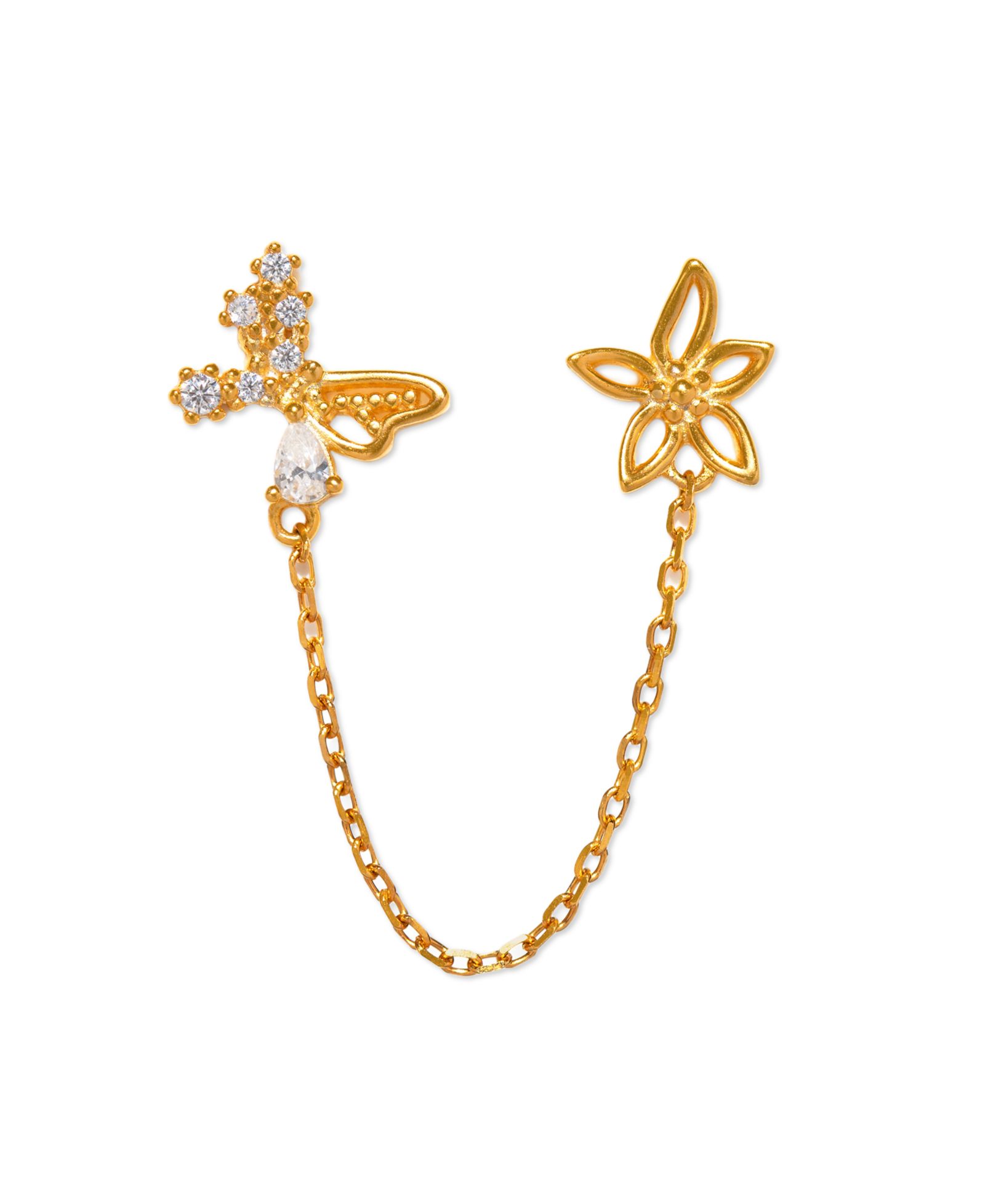Girls Crew Crystal Butterfly Effect Flat Back Double Earring