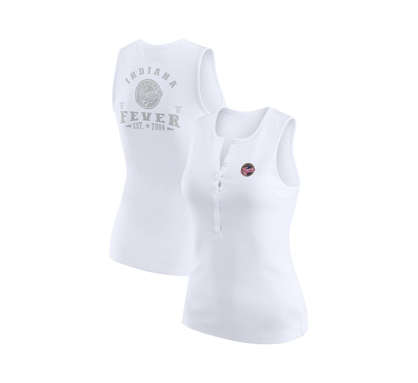 WEAR by Erin Andrews Женский трикотажный топ-майка Henley White Indiana Fever