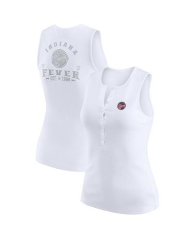 WEAR by Erin Andrews Women's White Indiana Fever Rib-Knit Henley Tank Top