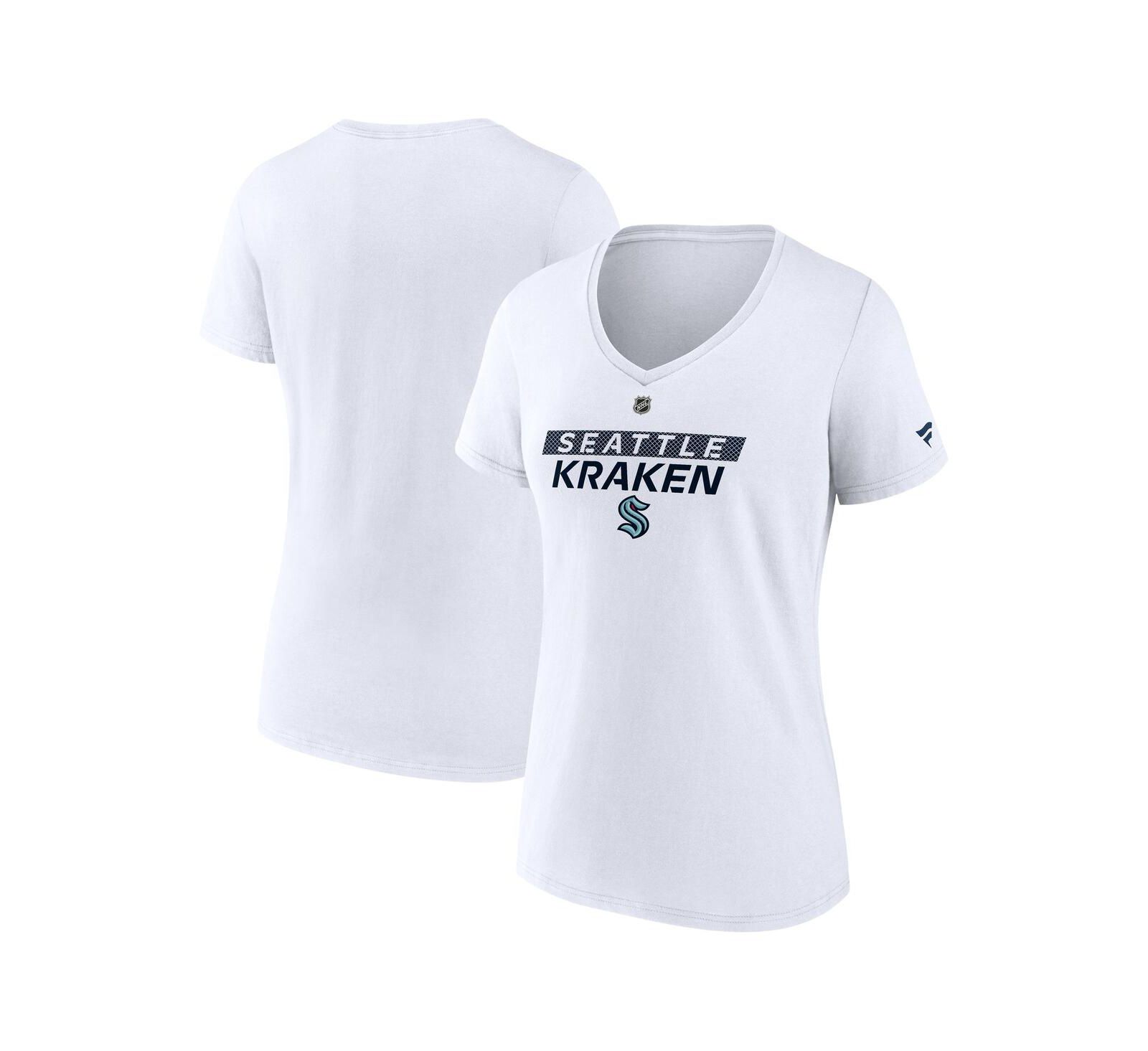 Женская футболка Fanatics Seattle Kraken Authentic Pro Core Primary V-Neck белая