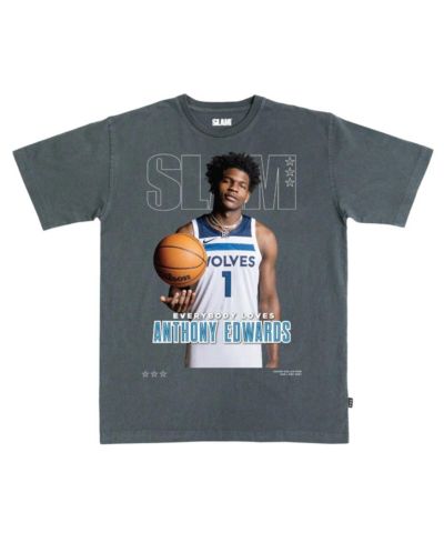 Slam Men's Anthony Edwards Charcoal Minnesota Timberwolves SLAM Cover T-Shirt