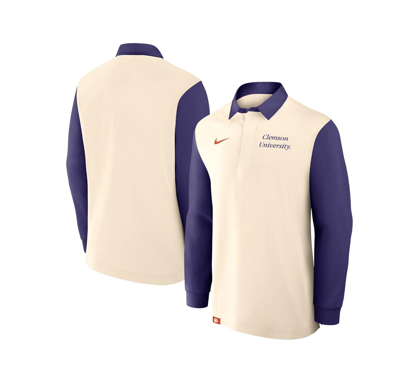 Мужская рубашка Nike Tan/Purple Clemson Tigers Rugby Long Sleeve