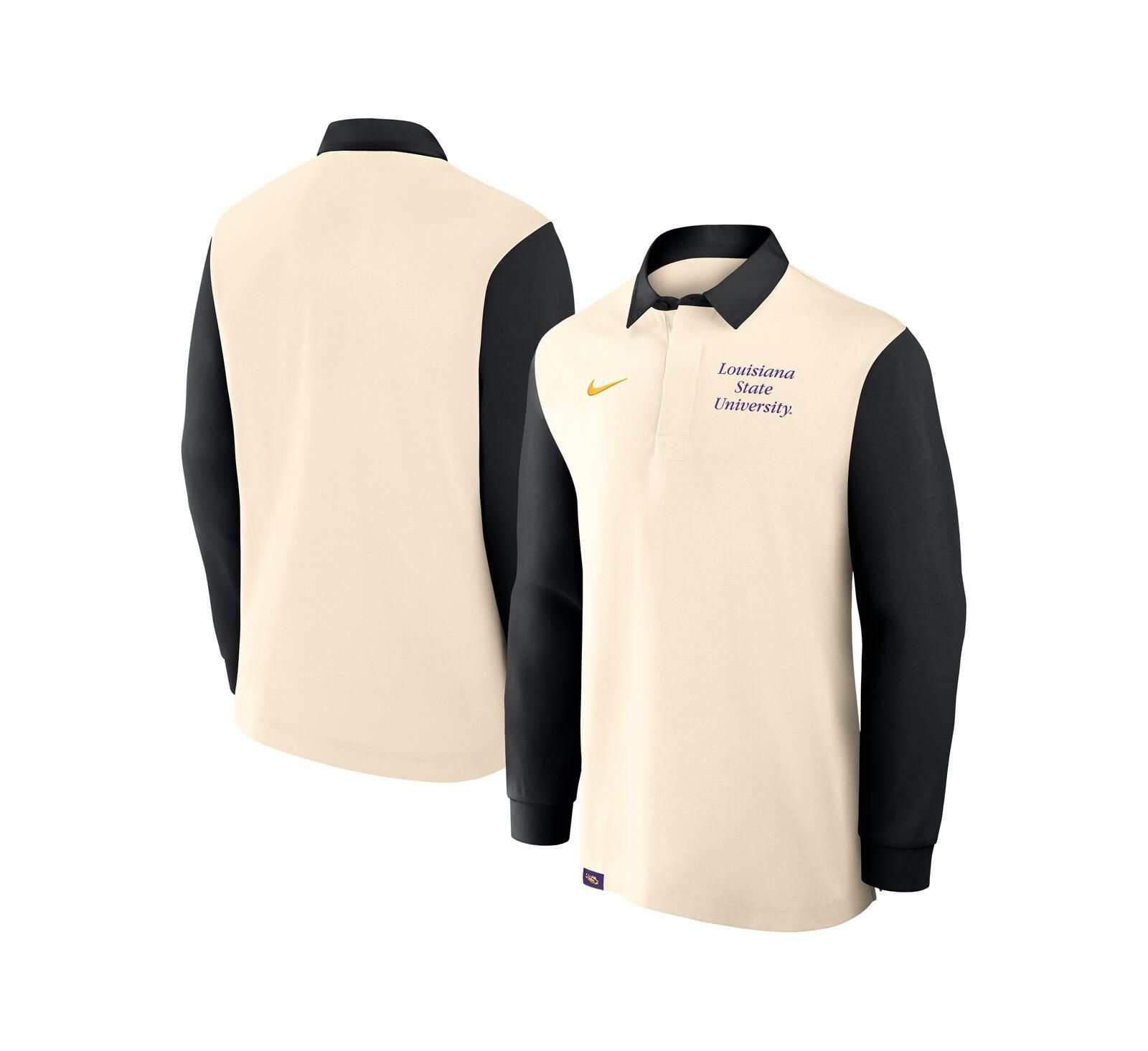 Мужская рубашка Nike LSU Tigers Rugby Long Sleeve Tan/Black
