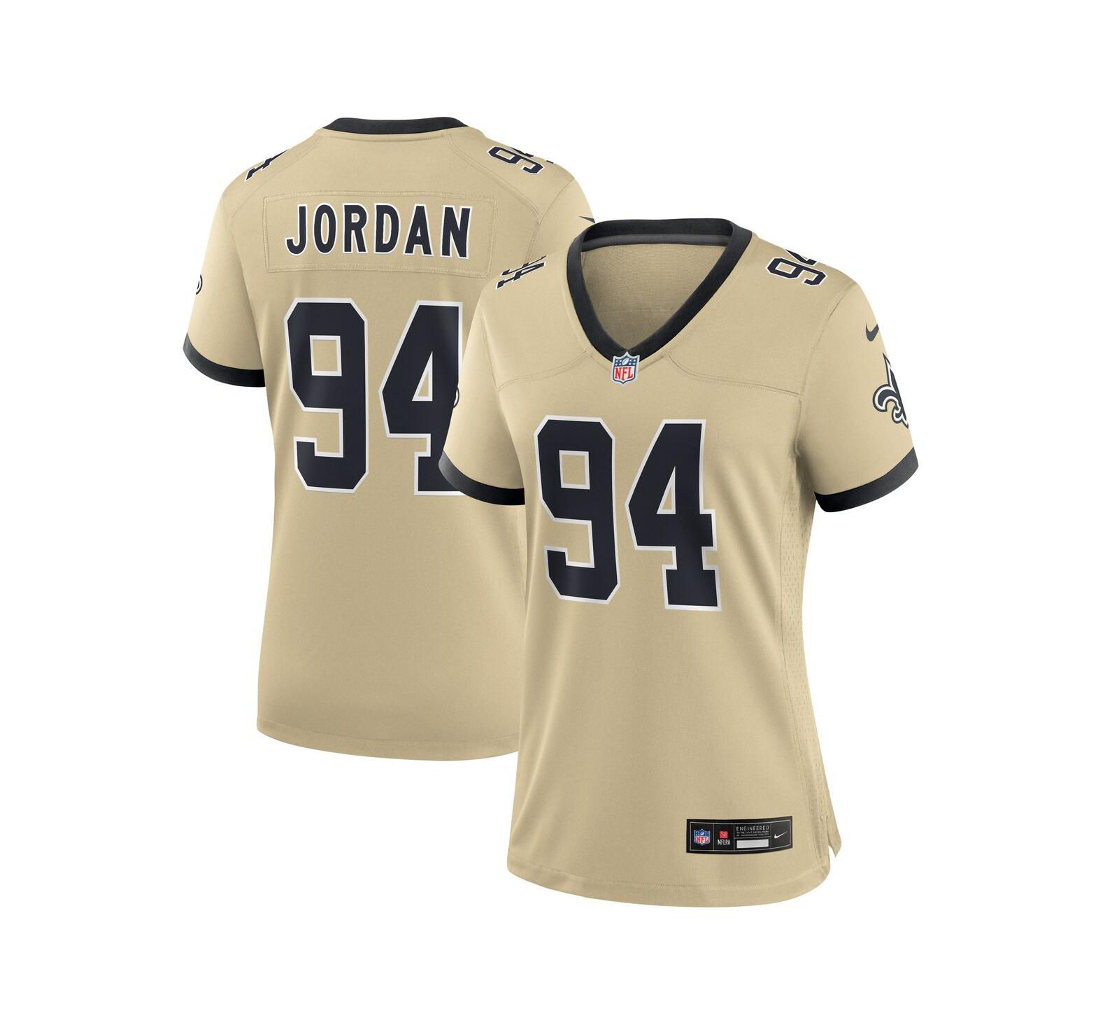 Nike Женская игровая джерси Cameron Jordan New Orleans Saints, золотая