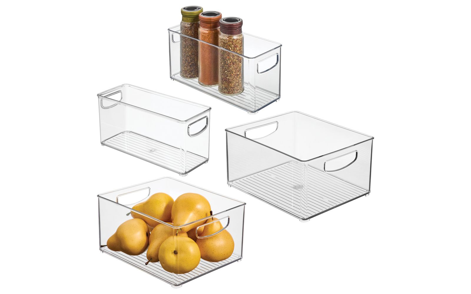 iDesign пластиковые многоярусные контейнеры для кладовой с ручками, 4 шт