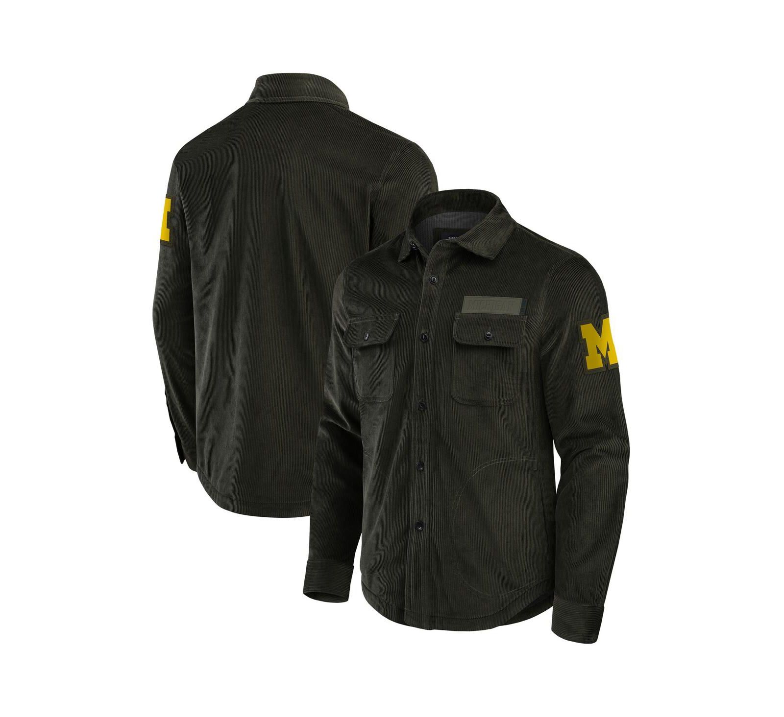 Fanatics Мужской Olive Michigan Wolverines Corduroy Full-Button Shacket
