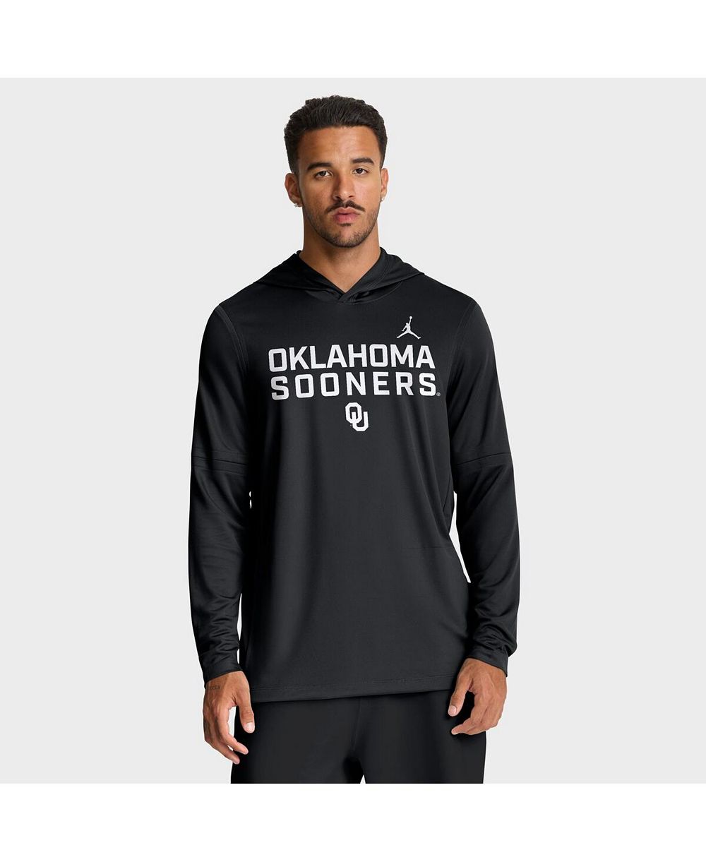 Мужское худи Jordan Black Oklahoma Sooners 2025 Sideline Performance Long Sleeve Hoodie T-Shirt