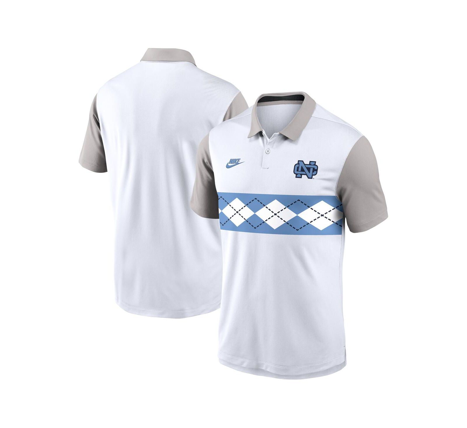 Nike Men's White/Gray North Carolina Tar Heels Athletic Prep Legacy Logo Vapor Performance Polo Shirt