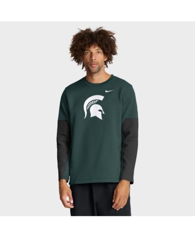 Мужская футболка Nike Michigan State Spartans 2025 Sideline Coach, зеленая, с длинным рукавом