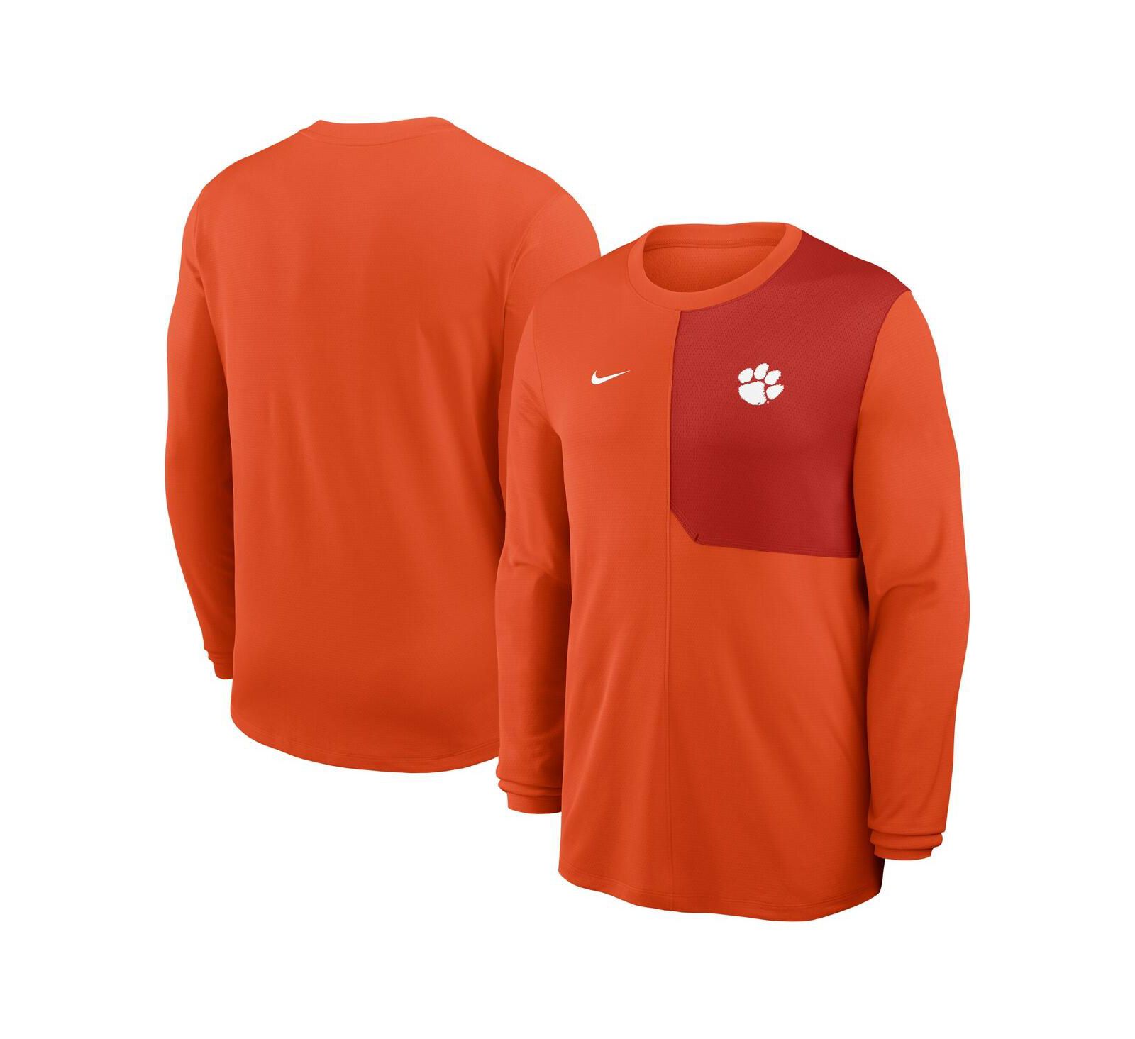 Мужская футболка Nike Clemson Tigers 2025 Sideline Coach UV Performance Long Sleeve