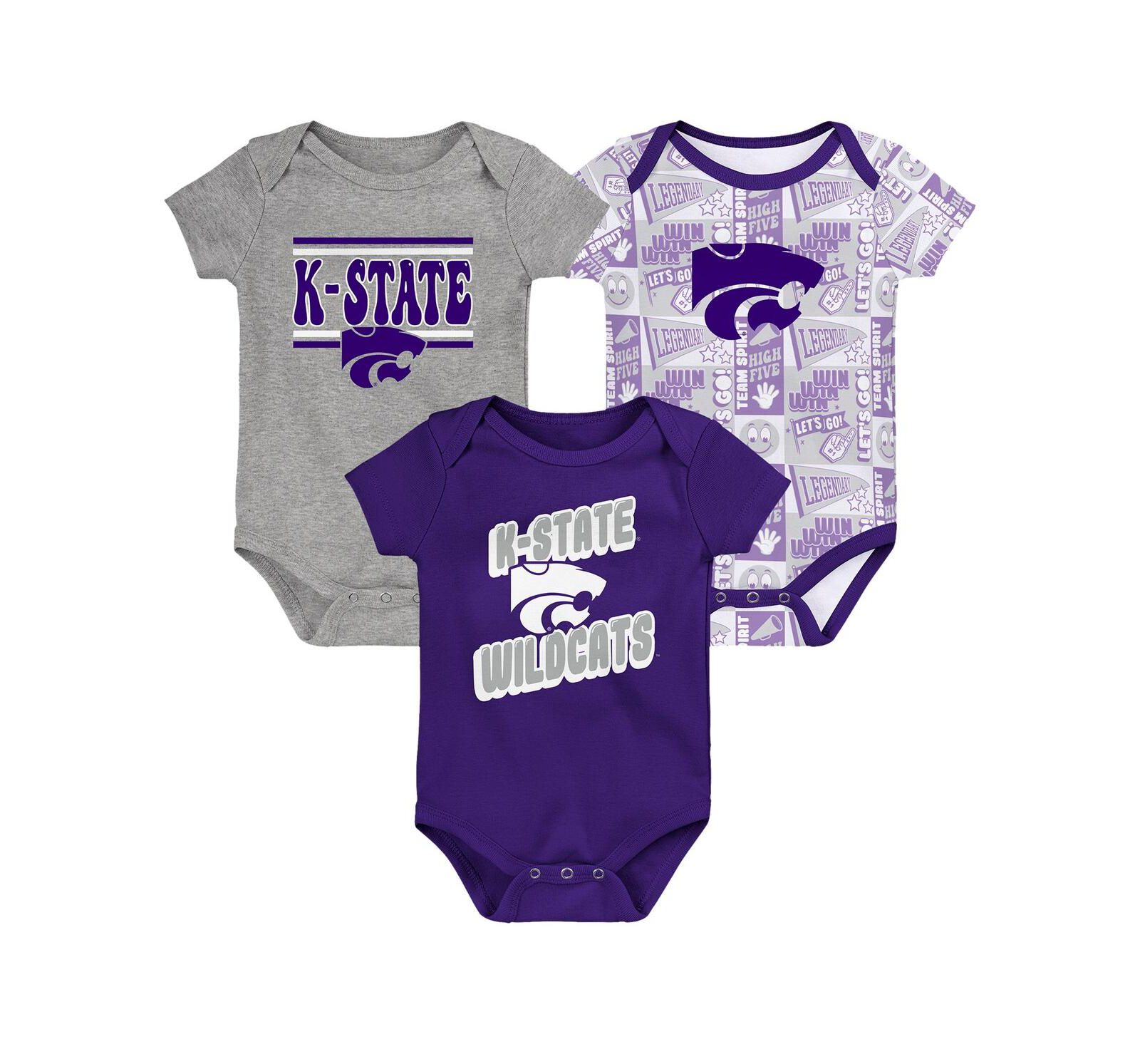 Outerstuff Newborn 3-Pack Purple Kansas State Wildcats Sunday Comics Bodysuit Set