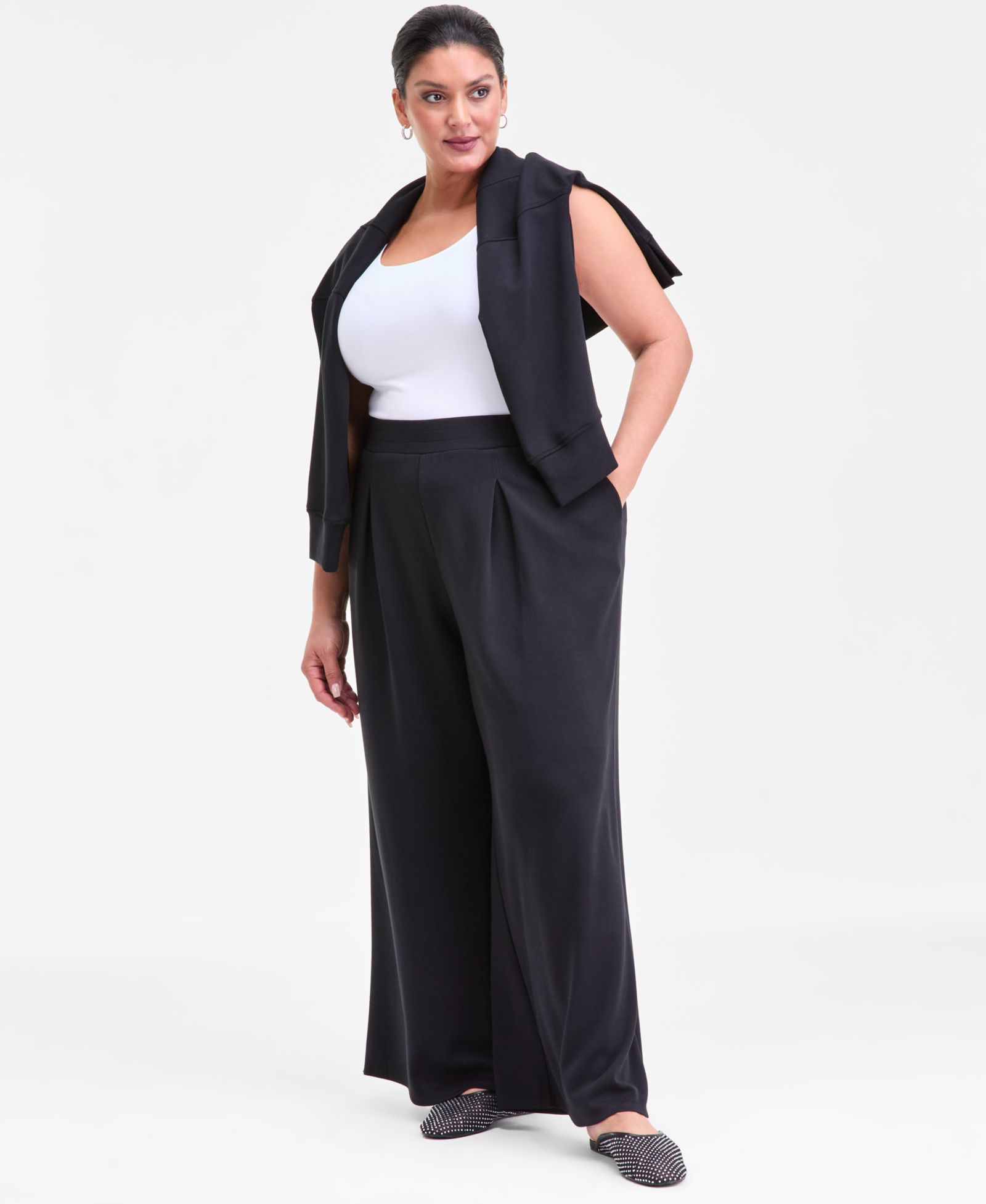 I.N.C. International Concepts Plus Size Pull-On Wide-Leg Sweatpants, Macy's Exclusive