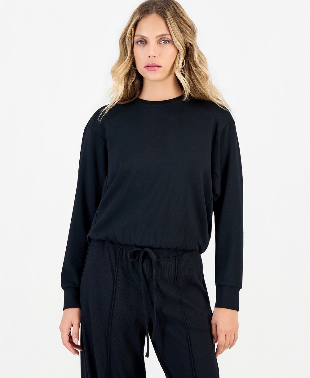 I.N.C. International Concepts Petite Crewneck Bubble-Hem Top, Macy's Exclusive