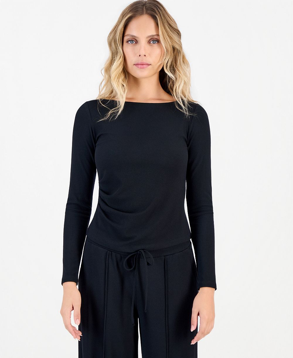 I.N.C. International Concepts Petite Rib-Knit Asymmetric Top, Macy's Exclusive