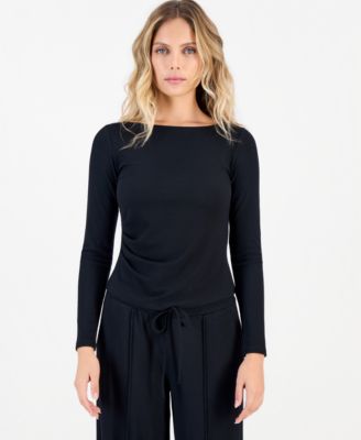 I.N.C. International Concepts Petite Rib-Knit Asymmetric Top, Macy's Exclusive