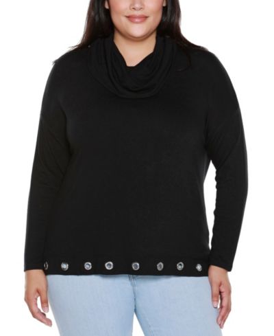 Belldini Топ из трикотажа с воротником Cowl Neck Plus Size