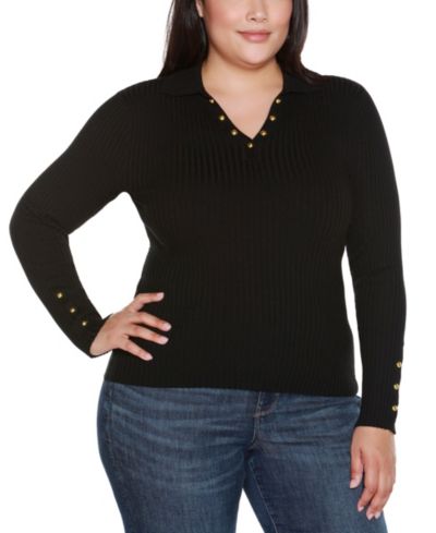 Свитер Belldini Plus Size с длинным рукавом и воротником Джонни