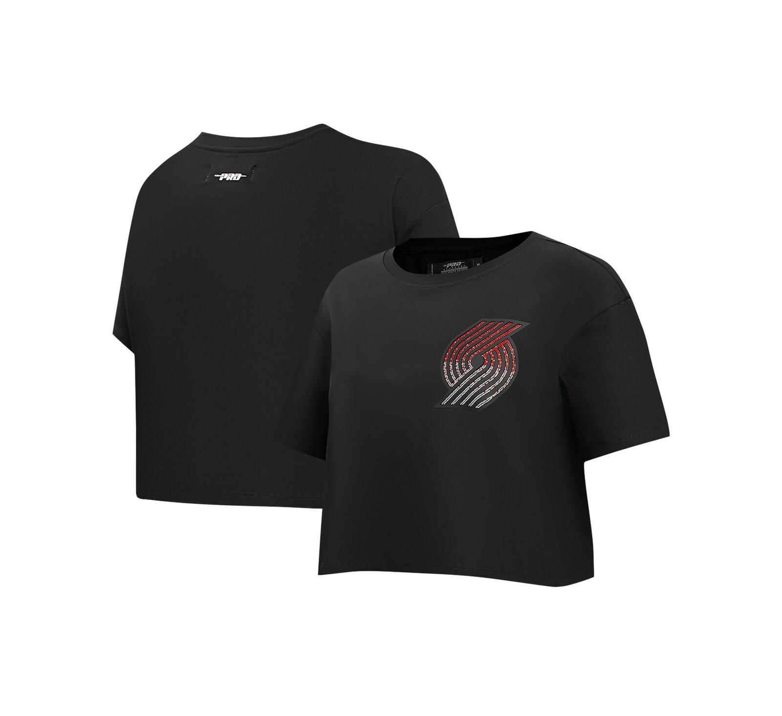 Женская укороченная футболка Pro Standard Black Portland Trail Blazers Jewels Boxy Cropped T-Shirt