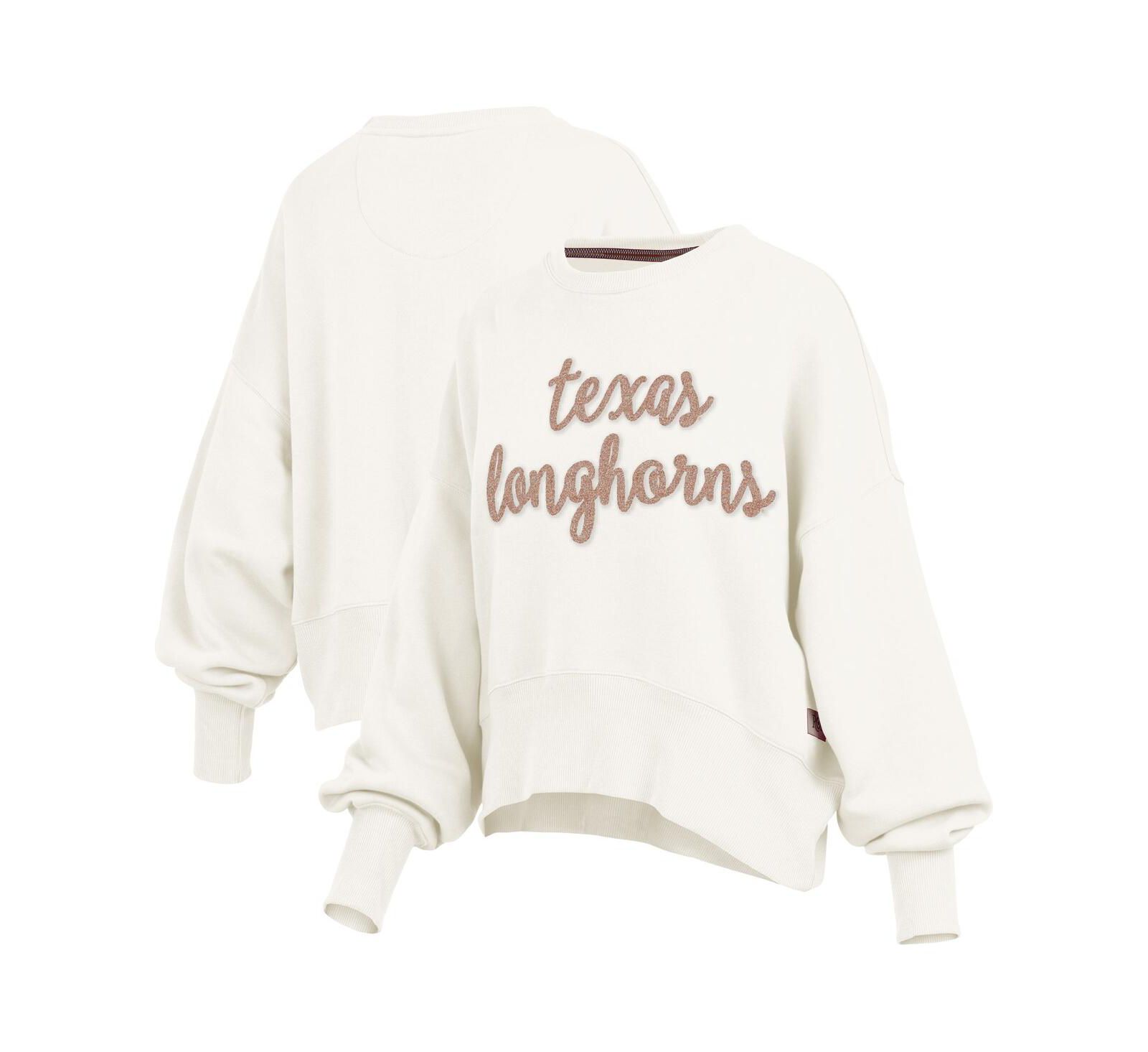 Pressbox Women's Cream Texas Longhorns Chelsea Oversized Pullover Sweatshirt