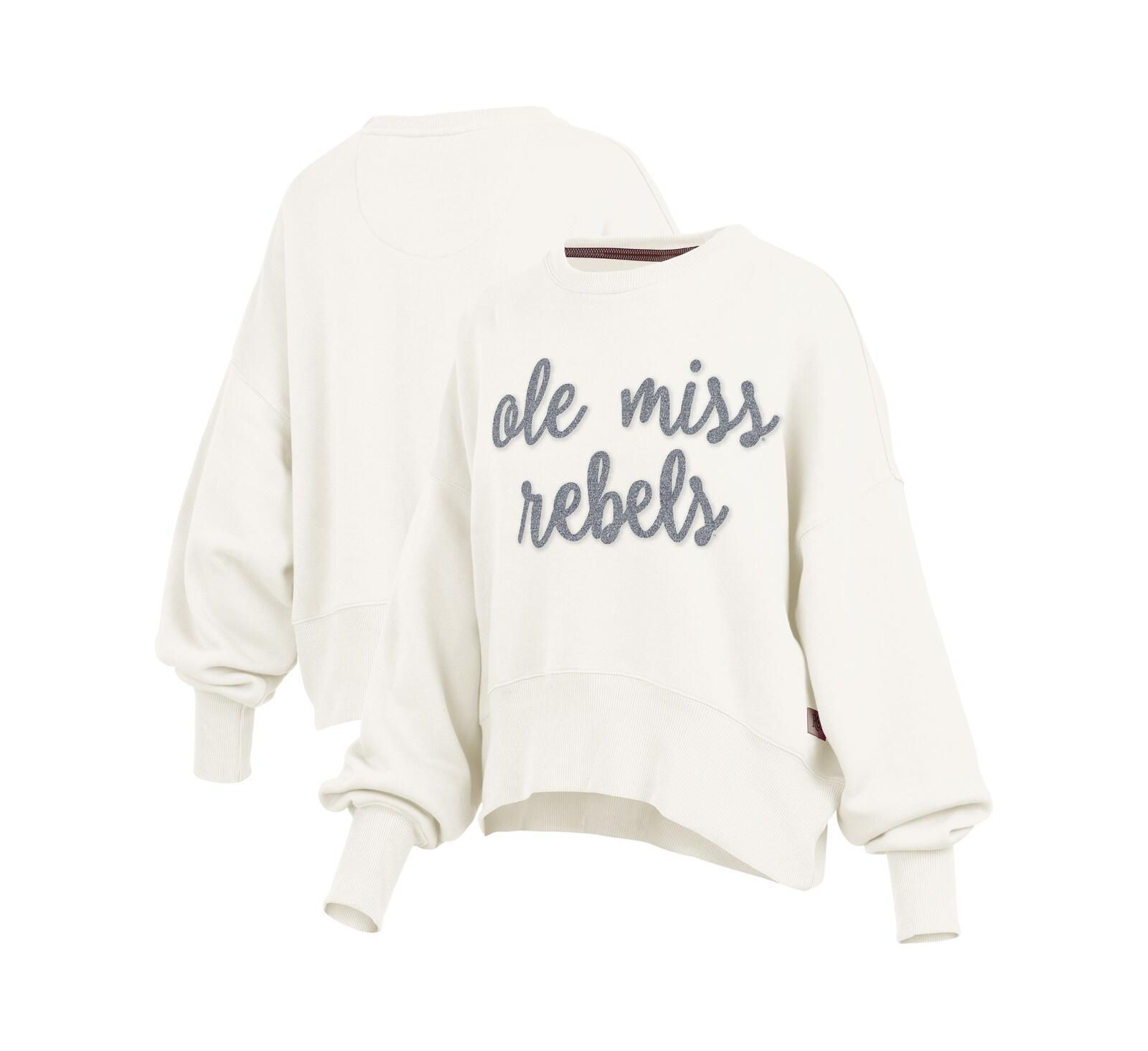 Толстовка Pressbox Women's Cream Ole Miss Rebels Chelsea Oversized Pullover