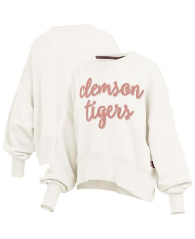 Женская толстовка Pressbox Cream Clemson Tigers Chelsea Oversized Pullover