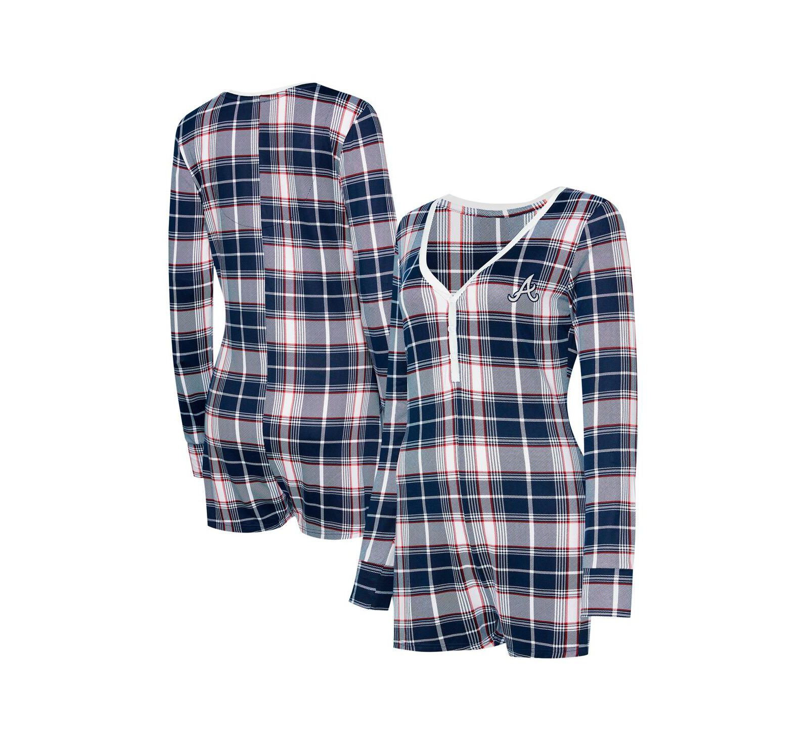 Concepts Sport Женский вязаный ромпер Ashford Plaid V-Neck темно-синего цвета Atlanta Braves