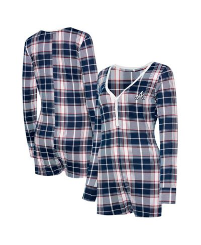 Concepts Sport Женский вязаный ромпер Ashford Plaid V-Neck темно-синего цвета Atlanta Braves