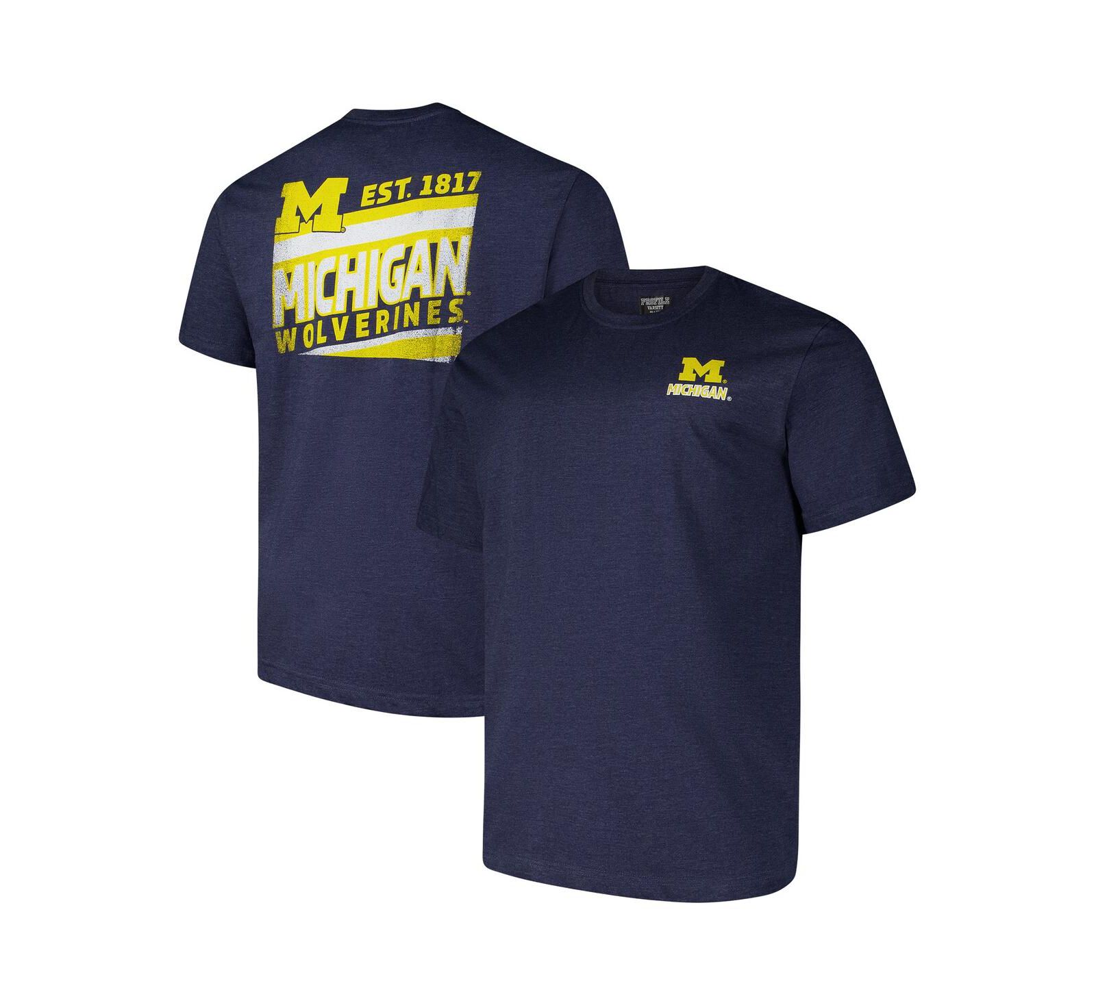 Мужская футболка Fanatics Michigan Wolverines Navy, эффект выцветания, Big & Tall