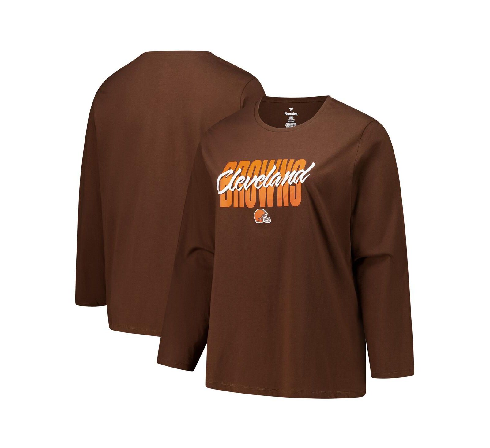 Футболка Fanatics Women's Brown Cleveland Browns Long Sleeve Scoop Neck