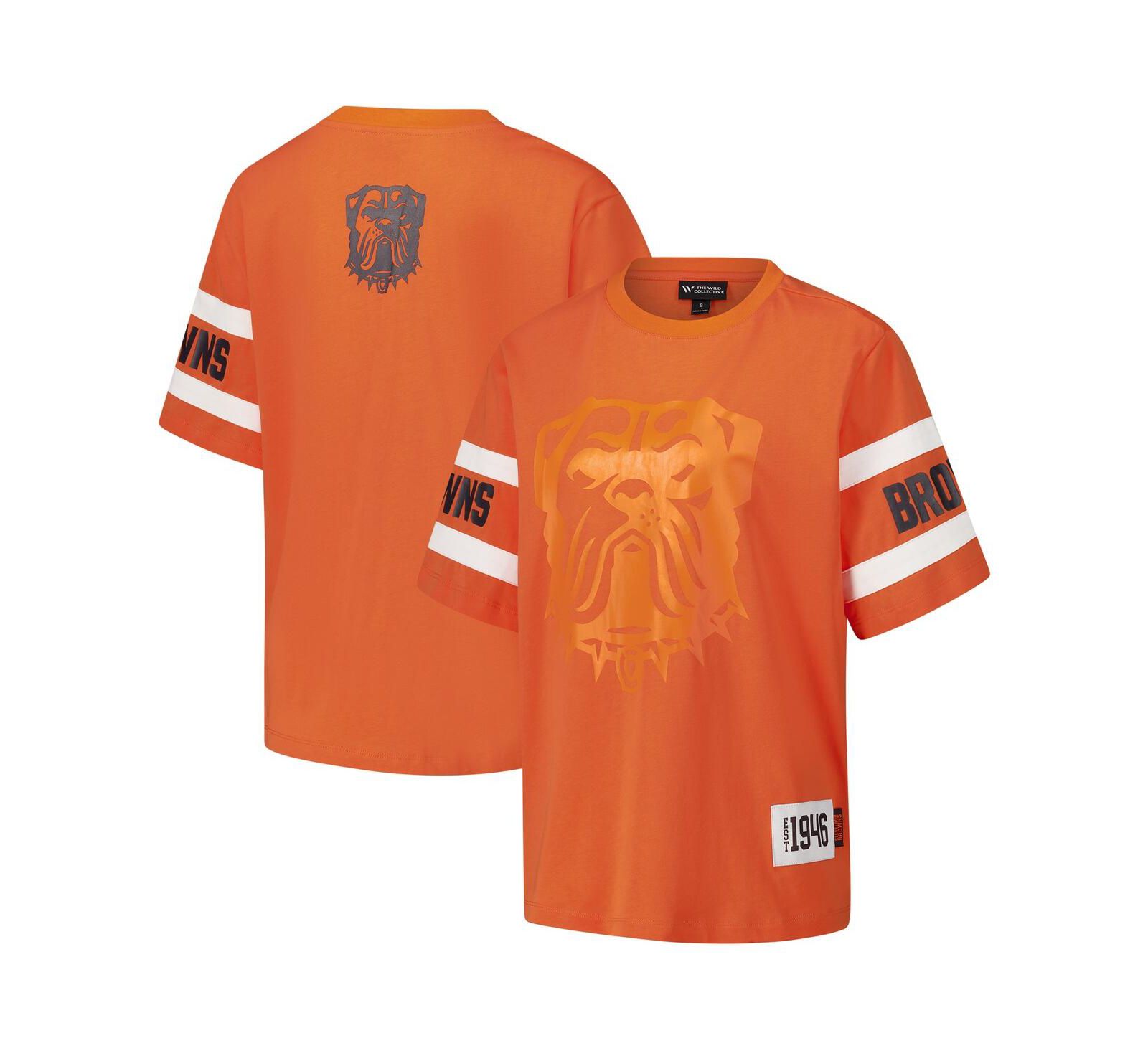 Футболка The Wild Collective Women's Orange Cleveland Browns Drop Shoulder