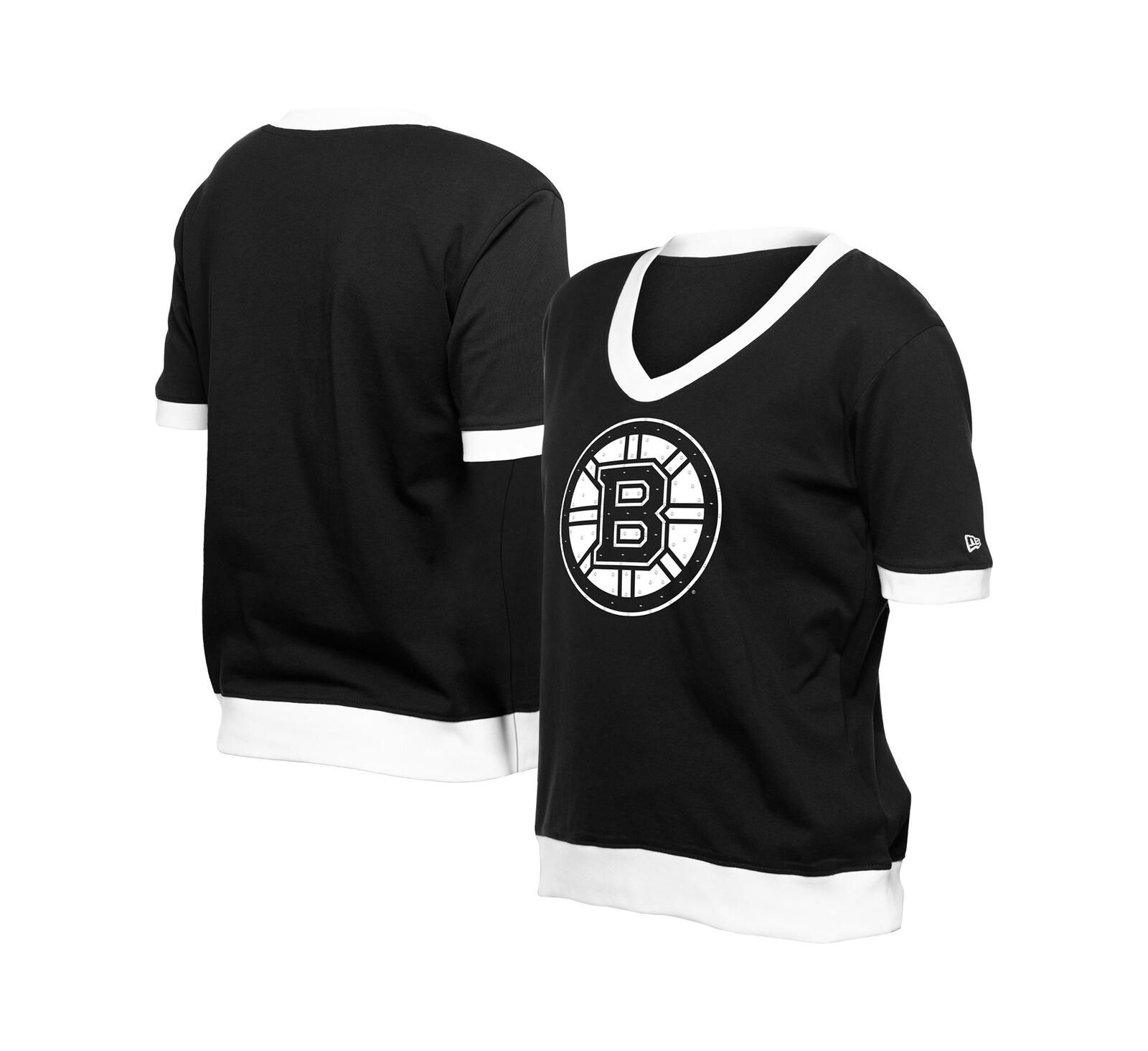 New Era Women's Black Boston Bruins Game Day Rhinestuds T-Shirt