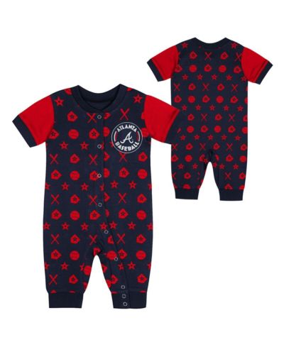 Outerstuff Newborn Navy Atlanta Braves Hard 90 Coveralls