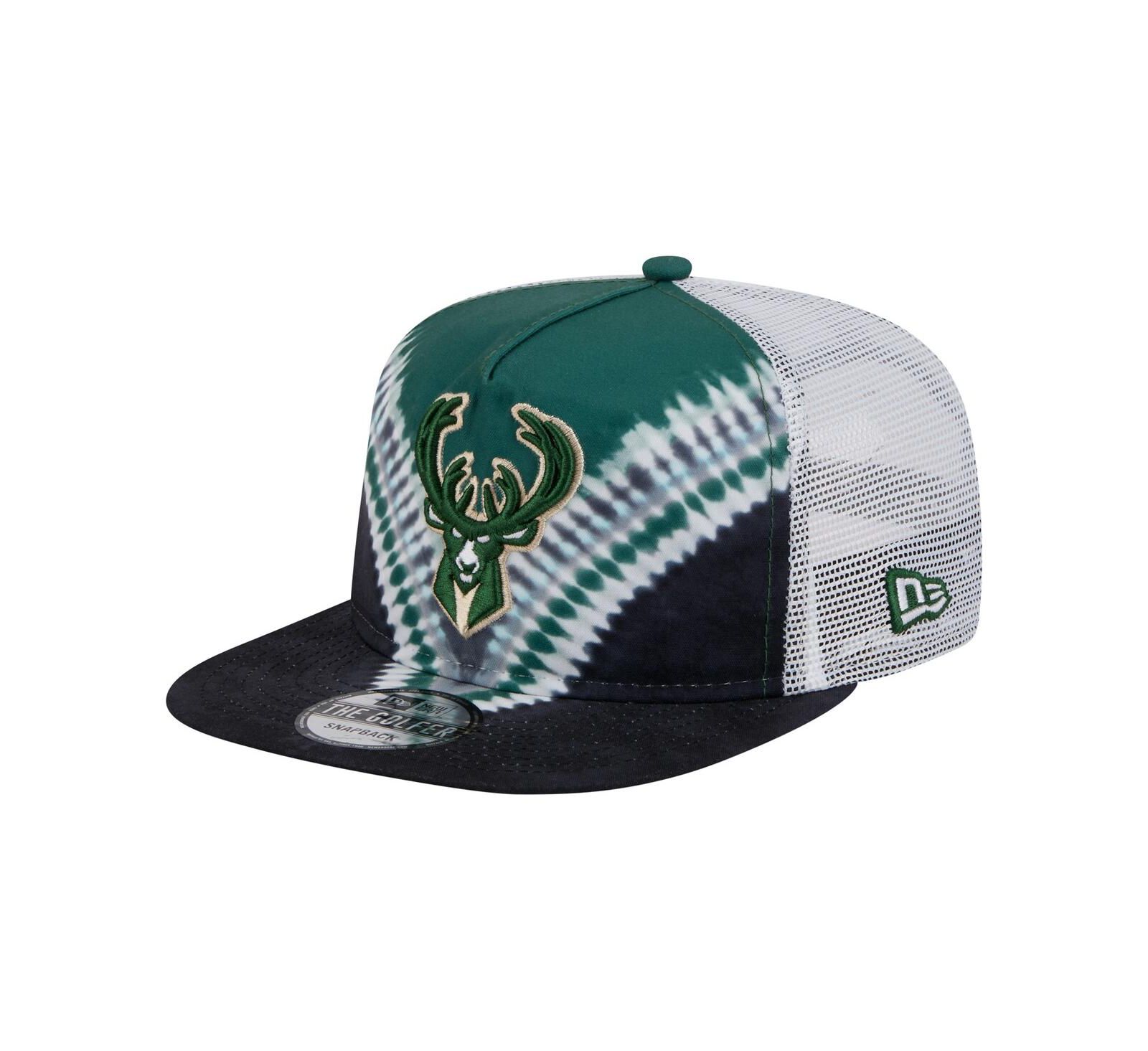 Мужская кепка New Era Milwaukee Bucks Throwback Dye Golfer Snapback, Black/Hunter Green