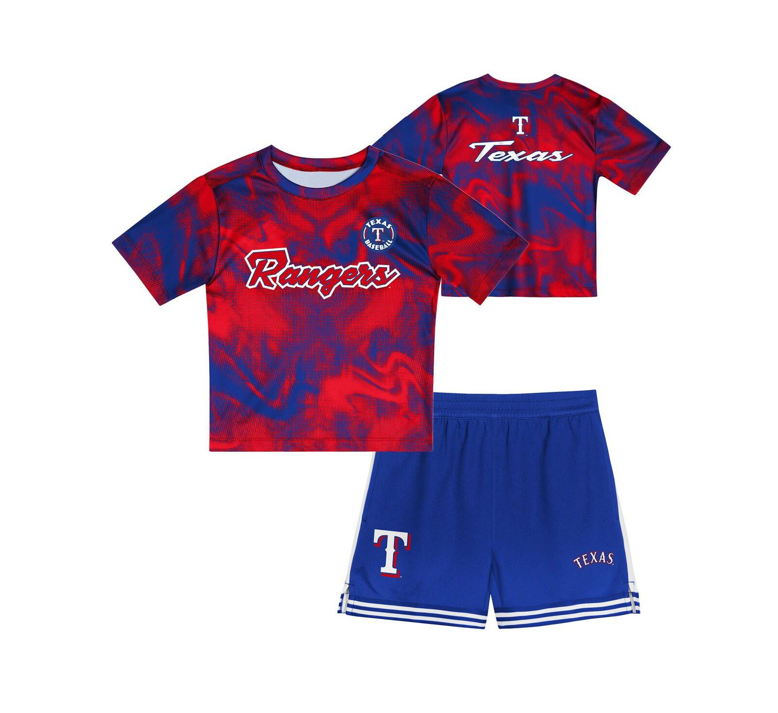 Детский набор Outerstuff 2-Piece Red/Royal Texas Rangers Pinch Hitter Infielder T-Shirt и Shorts